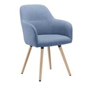 Fauteuil Bruneau Léon - Tissu bleu - Pieds bois - Chaises de salle à manger - Bruneau