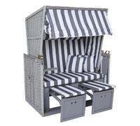 Fauteuil / Cabine De Plage En Polyrotin Hwc-A11, Mer Du Nord Gris Gris