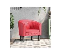 vidaXL Fauteuil Cabriolet, Chaise avec Accoudoirs, Canapé avec Dossier, Siège Rembourré, Meuble de Salon Chambre, Moderne, Rouge Similicuir