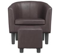 Fauteuil cabriolet - CUQUE - CQ019 - Similicuir marron - Repose-pied inclus - Design contemporain