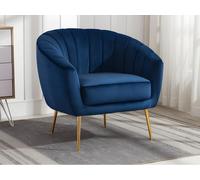 Fauteuil cabriolet en velours PABLITO - Bleu roi