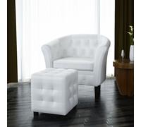 Fauteuil Cabriolet Repose-pied Similicuir Blanc Bureau Chaise de Salon vidaXL