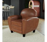 Fauteuil camel en croute de cuir enduite - club