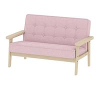 Fauteuil Canapé Bébé Rose Capitonné Velours 77x42x48cm Structure Bois Solide pour Enfants de 3 à 15 Ans Chambre ou Salle de Jeux