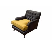 Fauteuil Canapé Cuir Marron Lounge Coussin Assise Luxe Design Club