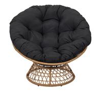 HOME DECO FACTORY - HD7235 Fauteuil Pivotant Extérieur 1 Place, Chaise Relax Ronde 360°, Coussin Épais Confortable, Mobilier Jardin Balcon Terrasse, 87x98x82 cm, Noir - Naturel