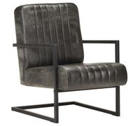 Fauteuil Cantilever Gris Cuir Véritable Salon Salle de Séjour Maison vidaXL