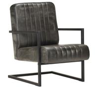 Fauteuil Cantilever Gris Cuir Véritable Salon Salle de Séjour Maison vidaXL