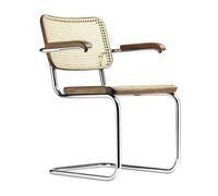 Fauteuil cantilever S 64 V avec clayonnage wood walnut Pure Materials