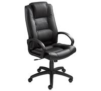 Fauteuil CAPITAL Croûte de cuir Noir Hauteur réglable - Accoudoirs Dossier Appuie-tête Roulette