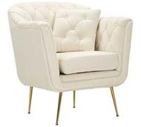 Fauteuil capitonné Budapest en tissu crème 88 x 83 x 91 cm Crème