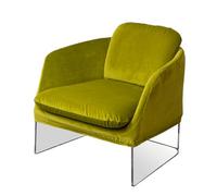 Fauteuil Casanova avec assise rembourrée - Transparent et vert clair - H77 cm - Base en cristal acrylique - Assise en velours - Fabriqué en Italie