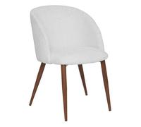 Chaise Céleste bouclette ivoire pieds métal effet noyer