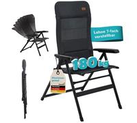 Fauteuil chaise de camping pliante en aluminium - Skandika Lepola XL - dossier réglable sur 7 positions- accoudoirs - appui-tête