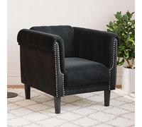 vidaXL Fauteuil de relaxation moderne intérieur avec accoudoirs et dossier – Velours noir