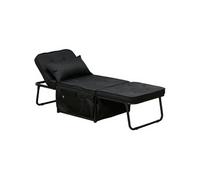 HOMCOM Fauteuil Convertible 1 Place Fauteuil lit chauffeuse Chaise Longue 4 en 1 avec Dossier inclinable 5 Niveaux, Repose-Pied Rabattable, Coussin Amovible et Pochettes, pour invités Salon Noir
