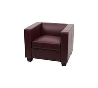 Fauteuil chaise lounge Lille similicuir, rouge-brun