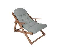 HomCom Fauteuil chaise pliable et inclinable en bois – Coussin capitonné épais – Gris 71×89×96 cm