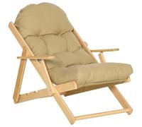 Fauteuil Chaise Pliable Et Inclinable En Bois Grand Confort Avec Coussin Capitonné Épais - Dim. 71i X 89p X 96h Cm