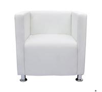 Fauteuil chaise siège lounge design club sofa salon de cube cuir synthétique blanc 1102023/3