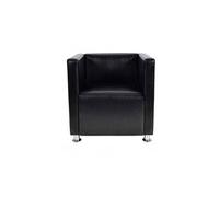 Fauteuil chaise siège lounge design club sofa salon de cube cuir synthétique noir 1102022/3