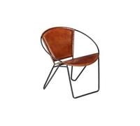 Fauteuil chaise siège lounge design club sofa salon de relaxation cuir véritable marron 1102138/3