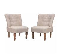 Fauteuil chaise siège lounge design club sofa salon en style français 2 pcs tissu crème
