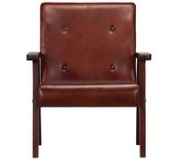 Fauteuil chaise siège lounge design club sofa salon marron cuir véritable 1102172/3