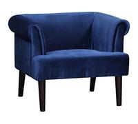 Fauteuil Charlie Atlantic Home Collection, Fauteuil avec Pieds en Bois Massif, Velours, Bleu, 74 x 86 x 70