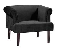 Fauteuil Charlie Atlantic Home Collection, Fauteuil avec Pieds en Bois Massif, Velours, Noir, 74 x 86 x 70
