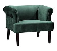 Fauteuil Charlie Atlantic Home Collection, Fauteuil avec Pieds en Bois Massif, Velours, Vert, 74 x 86 x 70