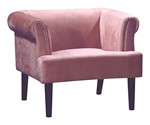 Fauteuil Charlie Atlantic Home Collection, Velours, Fauteuil avec Pieds en Bois Massif, Rose, 74 x 86 x 70