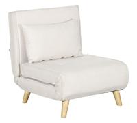 Fauteuil Chauffeuse Canapé-Lit Convertible 1 Place - Coussin Inclus - Style Scandinave Tissu Beige Clair Beige