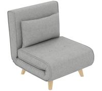 Fauteuil Chauffeuse Canapé-Lit Convertible 1 Place - Coussin Inclus - Style Scandinave Tissu Gris Clair Gris