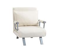 HomCom Fauteuil chauffeuse canapé‑lit convertible 1 place déhoussable suède blanc