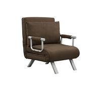 HomCom Chauffeuse matelas convertible - Dossier réglable, accoudoirs, métal, suède, marron