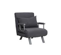 HomCom Fauteuil chauffeuse canapé‑lit 1 place convertible déhoussable grand confort suède gris
