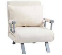 HomCom Fauteuil chauffeuse canapé‑lit convertible 1 place déhoussable suède blanc