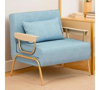 Fauteuil Chauffeuse Canapé-lit Convertible Inclinable 1/2 Place Grand Confort avec Dossier 6 Positions & Accoudoirs Maison Bureau, 3 Tailles(Blue,186 * 64 * 30cm)