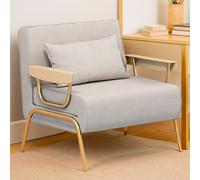 Fauteuil Chauffeuse Canapé-lit Convertible Inclinable 1/2 Place Grand Confort avec Dossier 6 Positions & Accoudoirs Maison Bureau, 3 Tailles(Beige,186 * 104 * 30cm)
