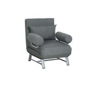 HOMCOM Fauteuil chauffeuse canapé-lit Convertible inclinable 1 Place Grand Confort Coussin lombaires accoudoirs piètement métal Lin Gris Foncé