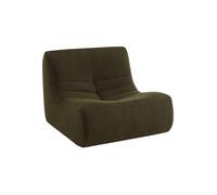 Fauteuil chauffeuse en bouclette texturée kaki foncé style contemporain 1 place