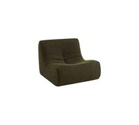 Fauteuil chauffeuse en bouclette texturée kaki foncé style contemporain 1 place