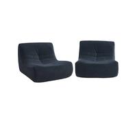 Fauteuil chauffeuse en velours style contemporain 2 places bleu foncé
