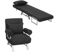 HOMCOM - fauteuil-lit convertible - Lin - 73x78x81cm - Noir
