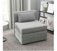 Fauteuil chauffeuse pliant 3 en 1 avec coussin, convertible, matelas dépliant pour invités, salon, bureau, gris