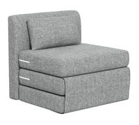 Fauteuil chauffeuse pliant 3 en 1 - HOMCOM - coussin, convertible, matelas dépliant - pour salon, bureau - gris
