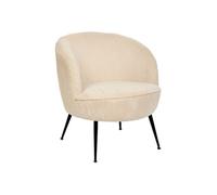 Atmosphera - Fauteuil Tildae - Tissu crème côtelé, pieds métal noir - L69×l63×H71 cm