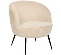 Atmosphera - Fauteuil Tildae - Tissu crème côtelé, pieds métal noir - L69×l63×H71 cm