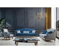 Fauteuil Chesterfield bleu de luxe Salon Lounge Designer Meubles Nouveau